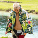 Man with draped towel