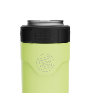 Front view of the MAGNEChill Slim Replacement Lid installed on a lime can cooler with logo imprint.