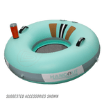 Top view of the Inflatable Hangout FLOATube Classic with a tumbler on it