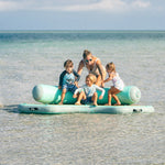 Picture of mom with kids in the Inflatable Dock Hangout 120 Classic