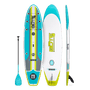 Top, side, and bottom view of the Breeze 11′6″ Full Trax Citron Paddle Board