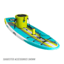 Front view of the Breeze 11′6″ Full Trax Citron Paddle Board with accessories