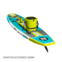 Rear view of the Breeze 11′6″ Full Trax Citron Paddle Board with accessories