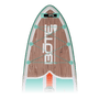 Closeup of the nose of the Breeze Aero 11′6″ Classic Teak Inflatable Paddle Board