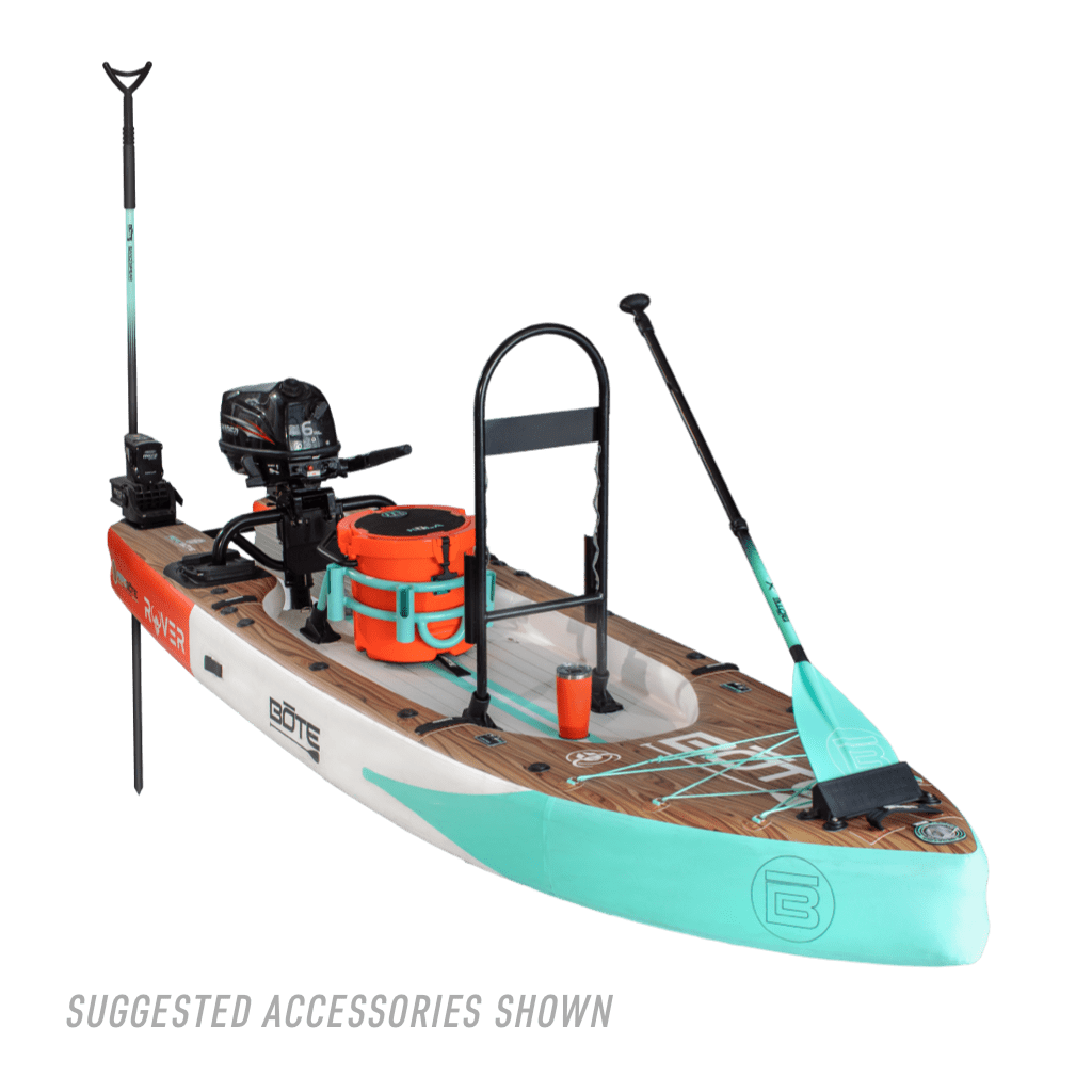 Angled front view of inflated Rover Aero Classic Cypress with full accessory setup.