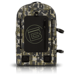Front of the Verge Camo Highwater Backpack with circle B accent