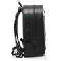 Side of the black Highwater backpack with TiZip zipper