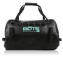 Back of the black Highwater Duffel with seafoam BOTE logo