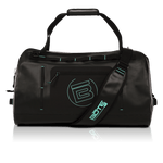 Black Highwater Duffel with seafoam circle B logo and seafoam accents
