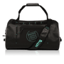 Black Highwater Duffel with seafoam circle B logo and seafoam accents