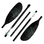 5-piece kayak paddle broken up into its 5 individual parts