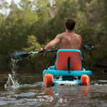 Man paddling a DEUS Aero inflatable kayak with a 5-piece kayak paddle