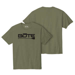 Front and back image of the Men's Logo Olive Tee
