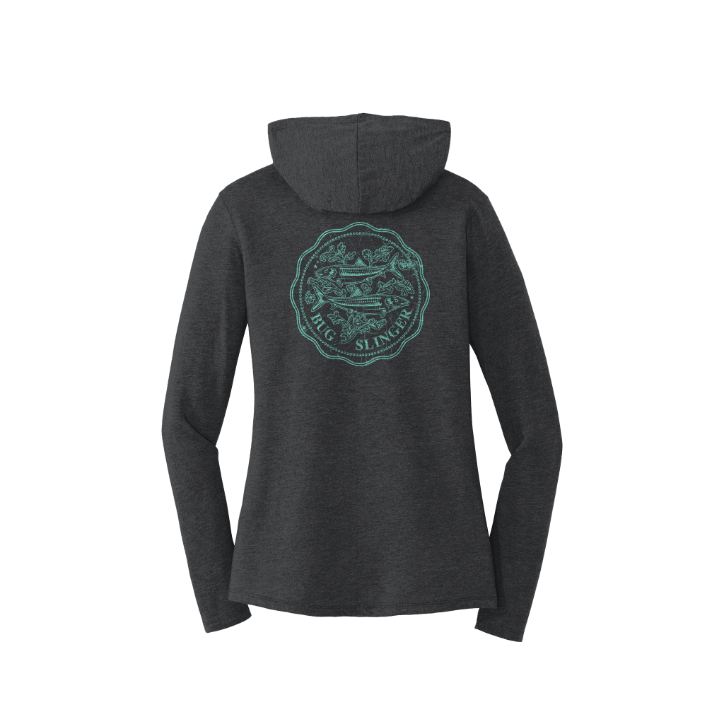 Back view the Women's Bonefish Hooded Long Sleeve