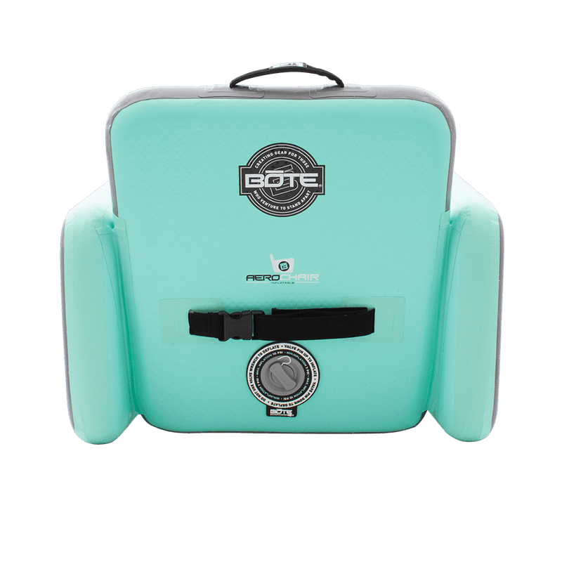 Back of the Aero Chair with BOTE logo and clasp for securing when folded