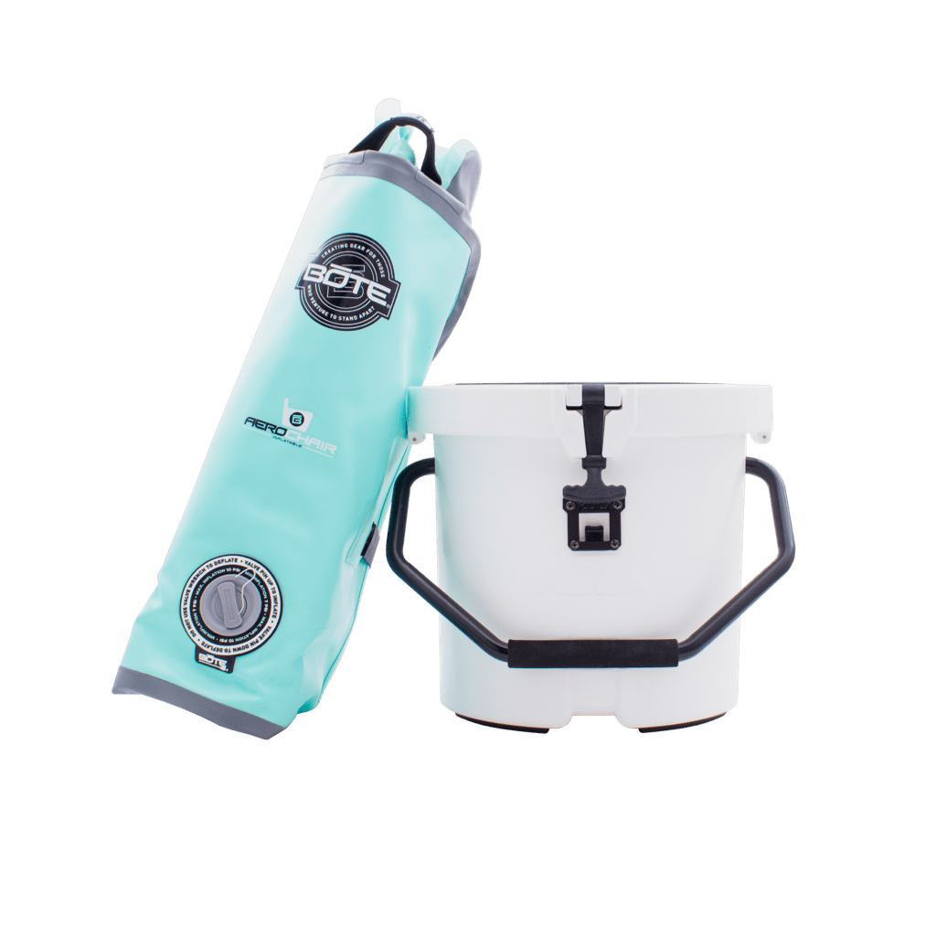 Aero Chair XL deflated and folded leaning against the KULA 5 for scale