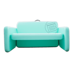 Front view of the Aero Couch in seafoam with circle B logo on the back