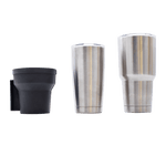 Aero Cup Holder next to 20oz and 32oz stainless steel tumblers