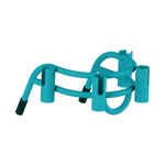 Angled view of Bucket Rac Pelagic with four rod holders and black end caps.