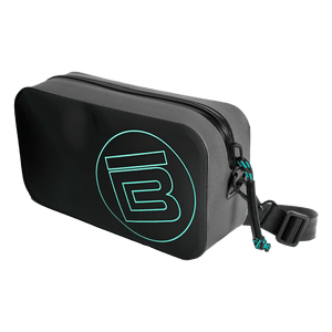 Side view of Highwater Hitchhiker Black showing zip closure and logo detail.