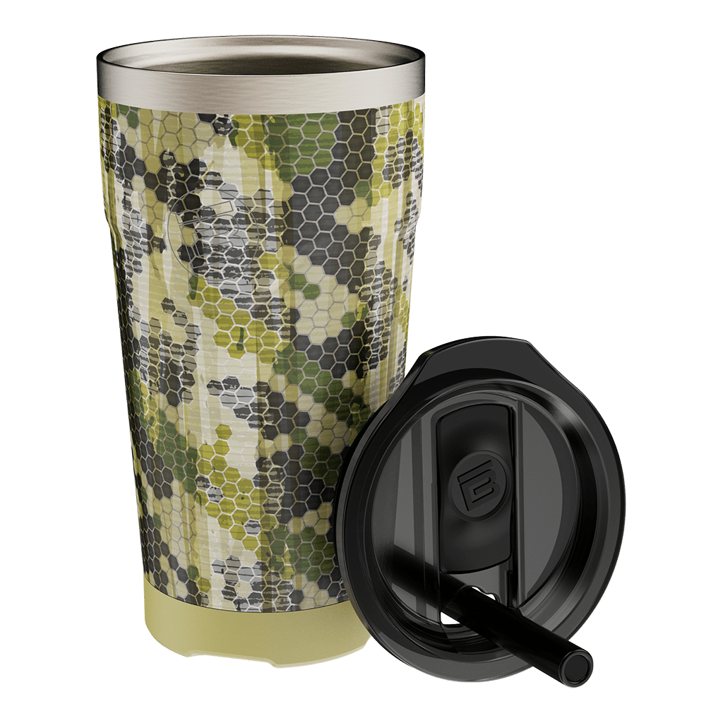 A detailed image of the MAGNETumbler 20oz with Lid Verge Camo, showing its design and key features.