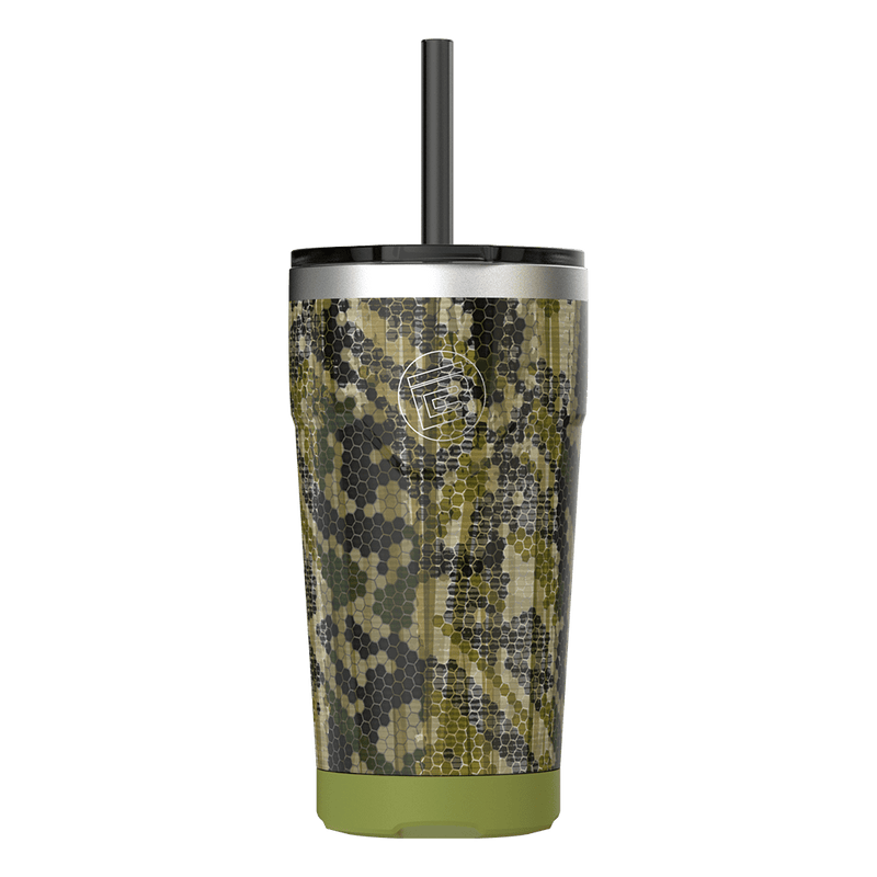 A detailed image of the MAGNETumbler 20oz with Lid Verge Camo, showing its design and key features.