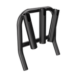 Mini Rocket Rac Black angled front view with three black rod holders.