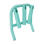 Angled view of Mini Rocket Rac Seafoam with three rod holders and curved frame.