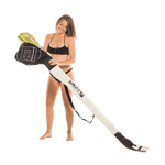 Women loading paddle into paddle bag