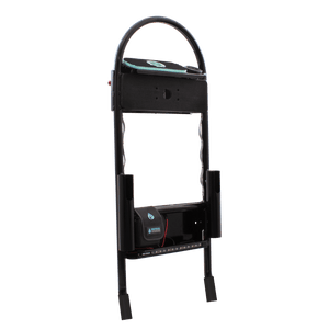 Angled back view of Power Rac showing control panel, rod holders, and battery pack.