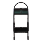 Front view of Power Rac with striped lid, curved handle, and LED utility lighting.