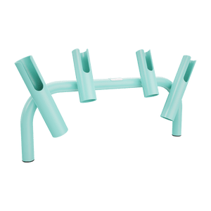 Angled front view of Rocket Rac Seafoam rod holder with four angled tubes.
