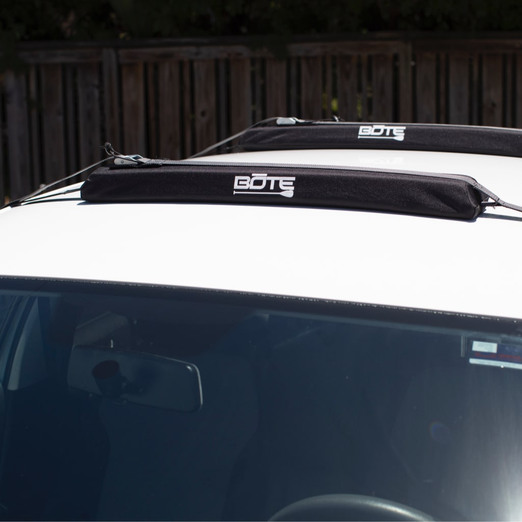 Quick Strap Board Rack on top of a sedan that does not have roof racks installed.