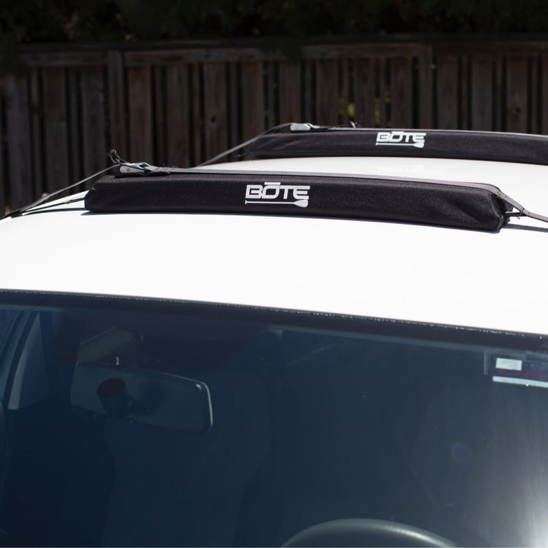 Quick Strap Board Rack on top of a sedan that does not have roof racks installed.