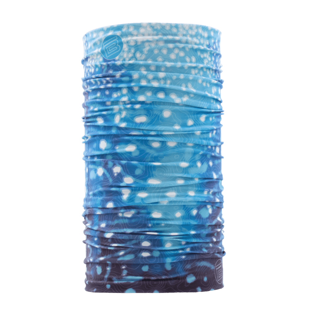 Native Whale Shark Face Mask displayed over cylinder