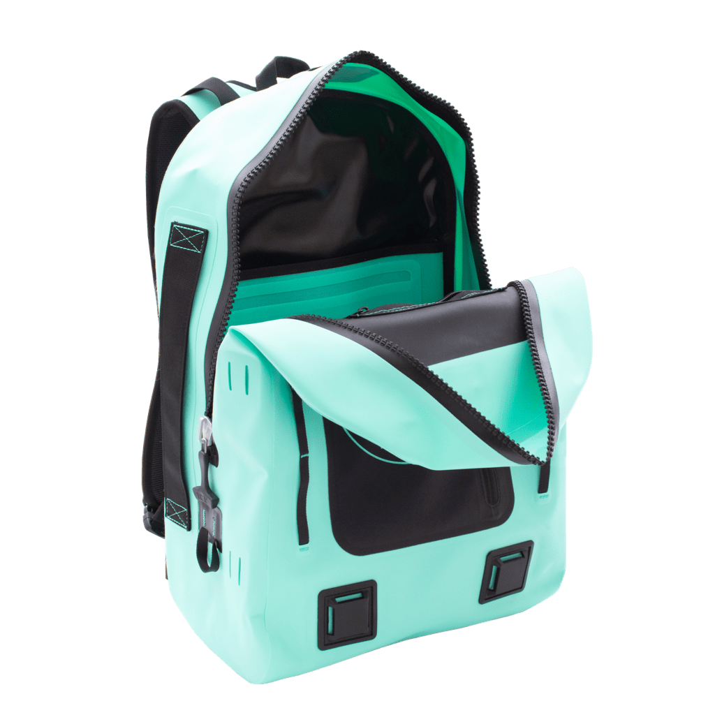 Interior of the Highwater Backpack Seafoam with laptop sleeve
