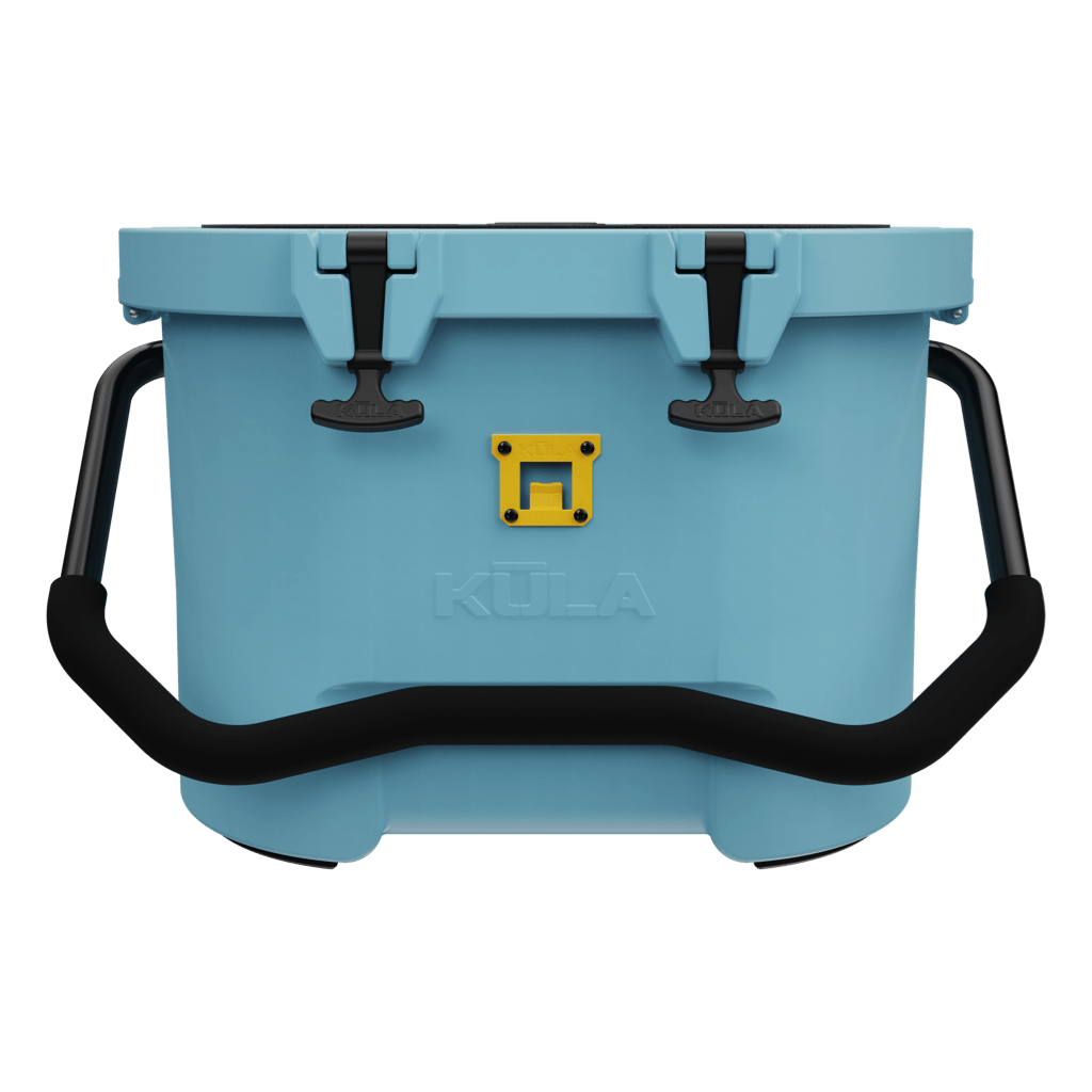 Front view of the Kula 10 cooler in steel blue