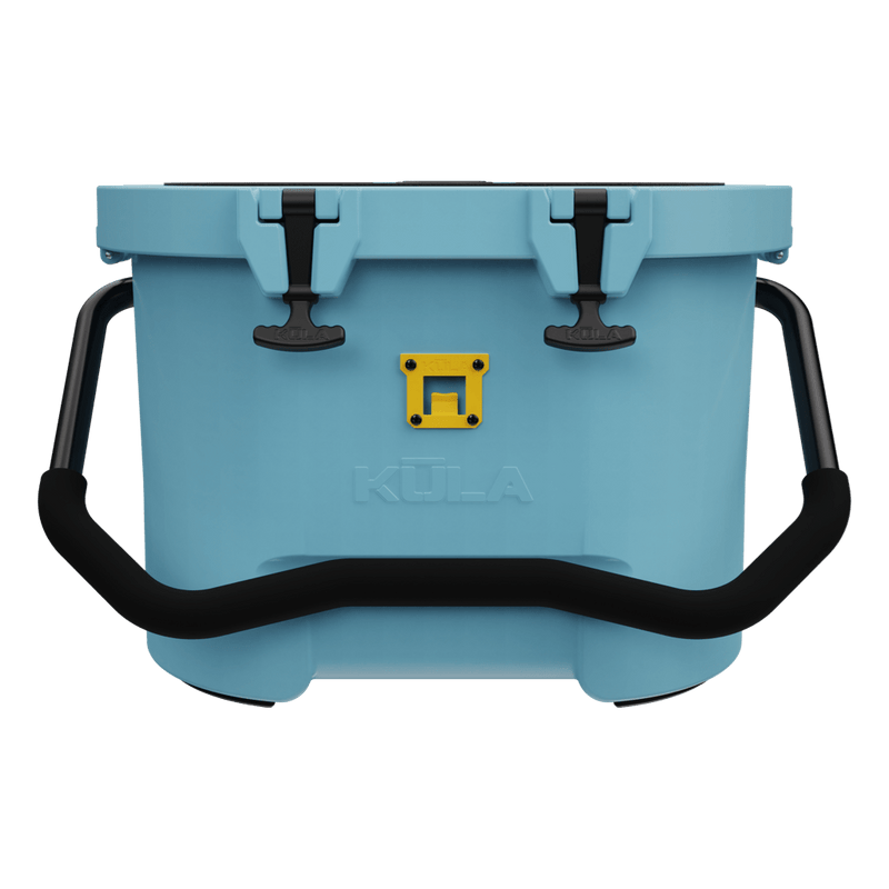Front view of the Kula 10 cooler in steel blue