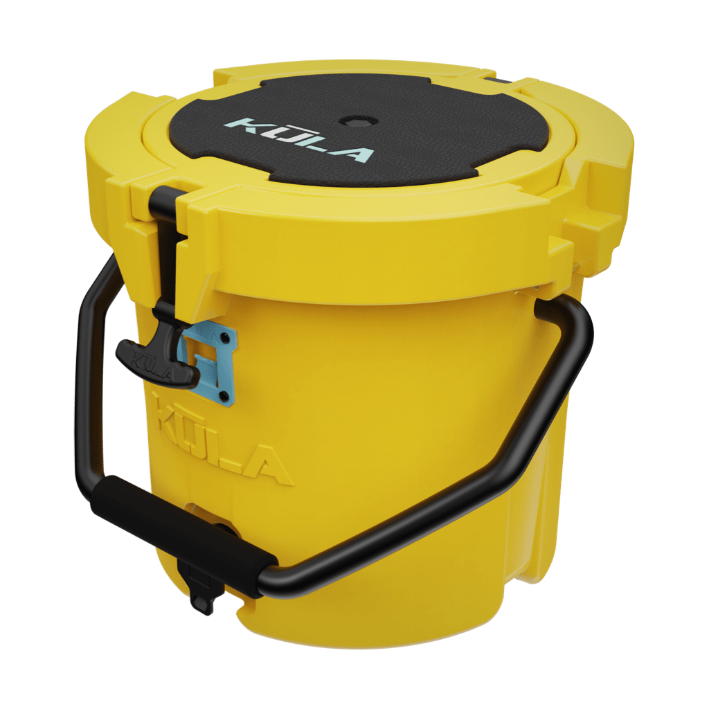 Top angled view of the Kula 2.5 cooler in yellow