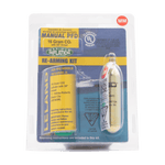Front view of the 16g Manual PFD Rearming Kit in packaging with CO₂ cylinder and green clip.