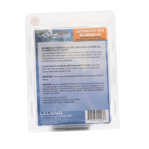 Back of the Automatic PFD Rearming Kit packaging showing product instructions and model info.