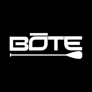White BOTE logo with black background.