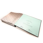 Opened book to the inside cover