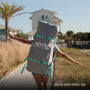 Woman carrying her Breeze Aero in it's travel bag as a backpack